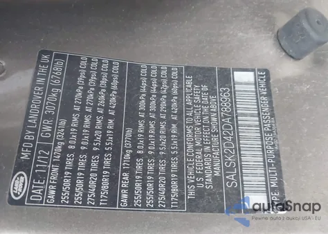 2013 Land Rover Range Rover Sport Hse from USA, damaged, VIN SALSK2D42DA788963